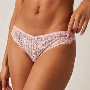 NWT Free People Intimately Maya Lace Bikini Panty Petal Pink Large